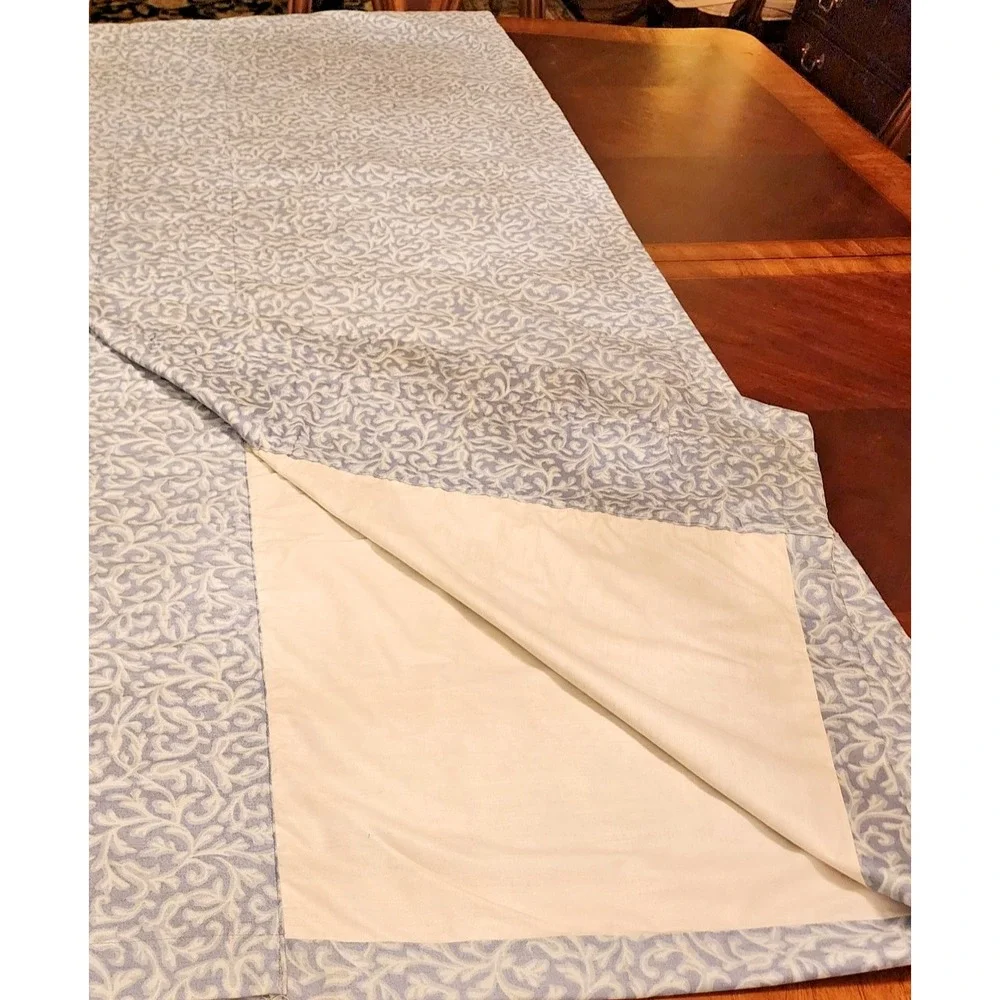 Vintage Waverly Blue and White Chintz Lined Custom Made Drapery Headers